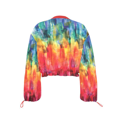 Sara's Rainbow Cropped Chiffon Jacket Cropped Chiffon Jacket for Women (Model H30)