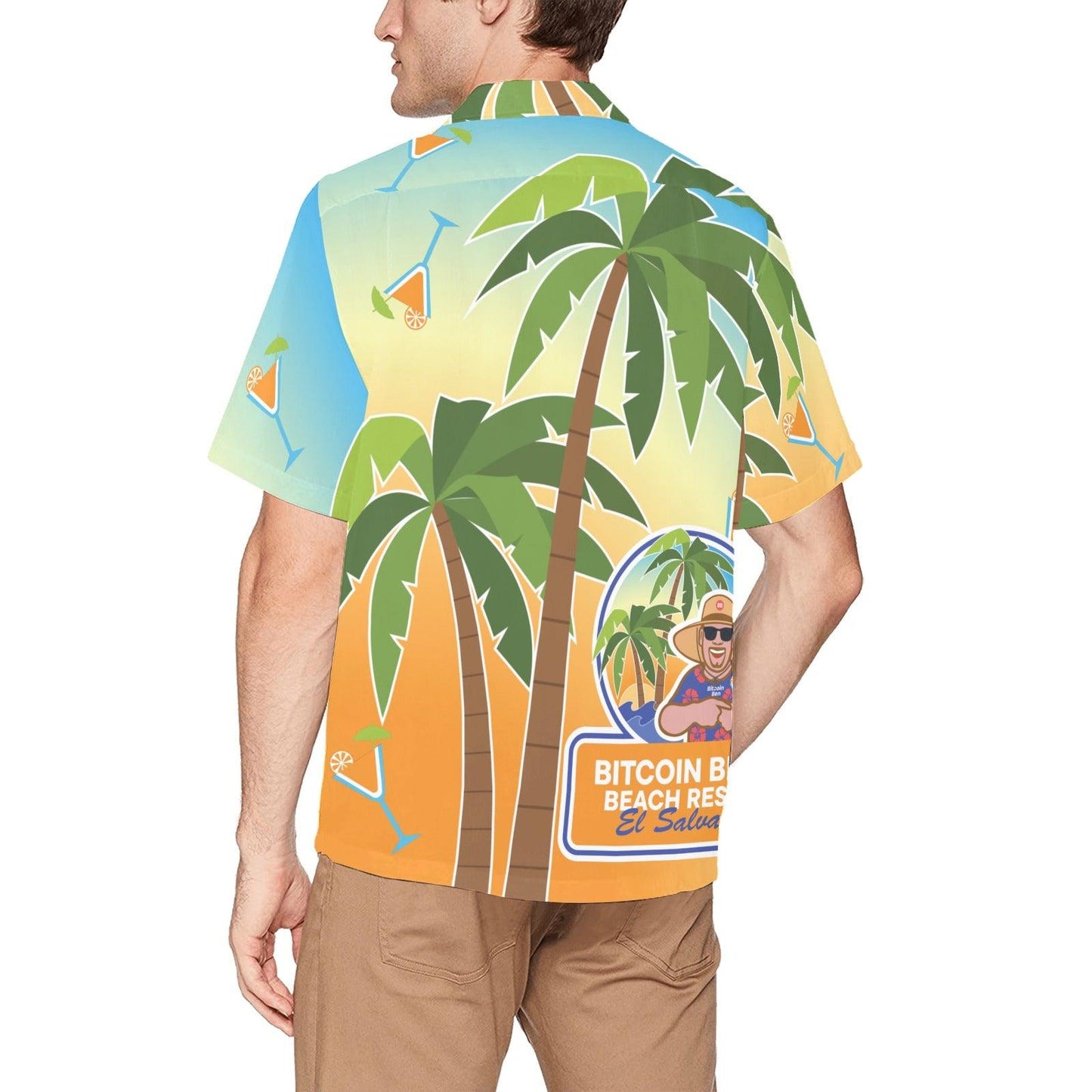 BBCC El Salvador Patterned Large Back Logo awaiian Shirt Sunrise Hawaiian Shirt with Chest Pocket Sunrise Design (T58) - Miniaday Designs, LLC.