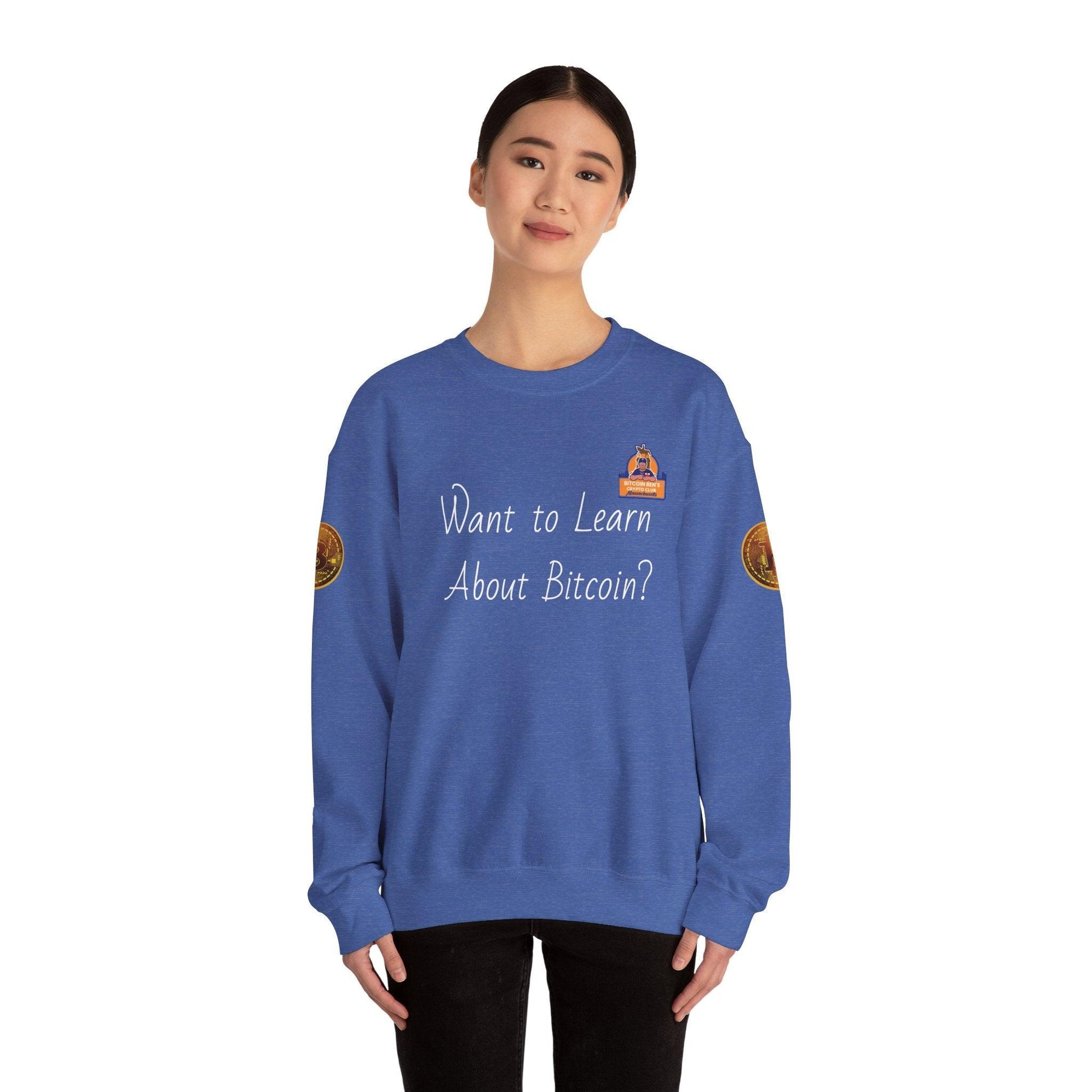 BBCC Massachusets Want to Learn About Bitcoin? Unisex Heavy Blend™ Crewneck Sweatshirt - Miniaday Designs, LLC.