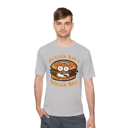 Miniaday Designs Bitcoin Ben Burger Bus Sport Tek Unisex Moisture Wicking Tee