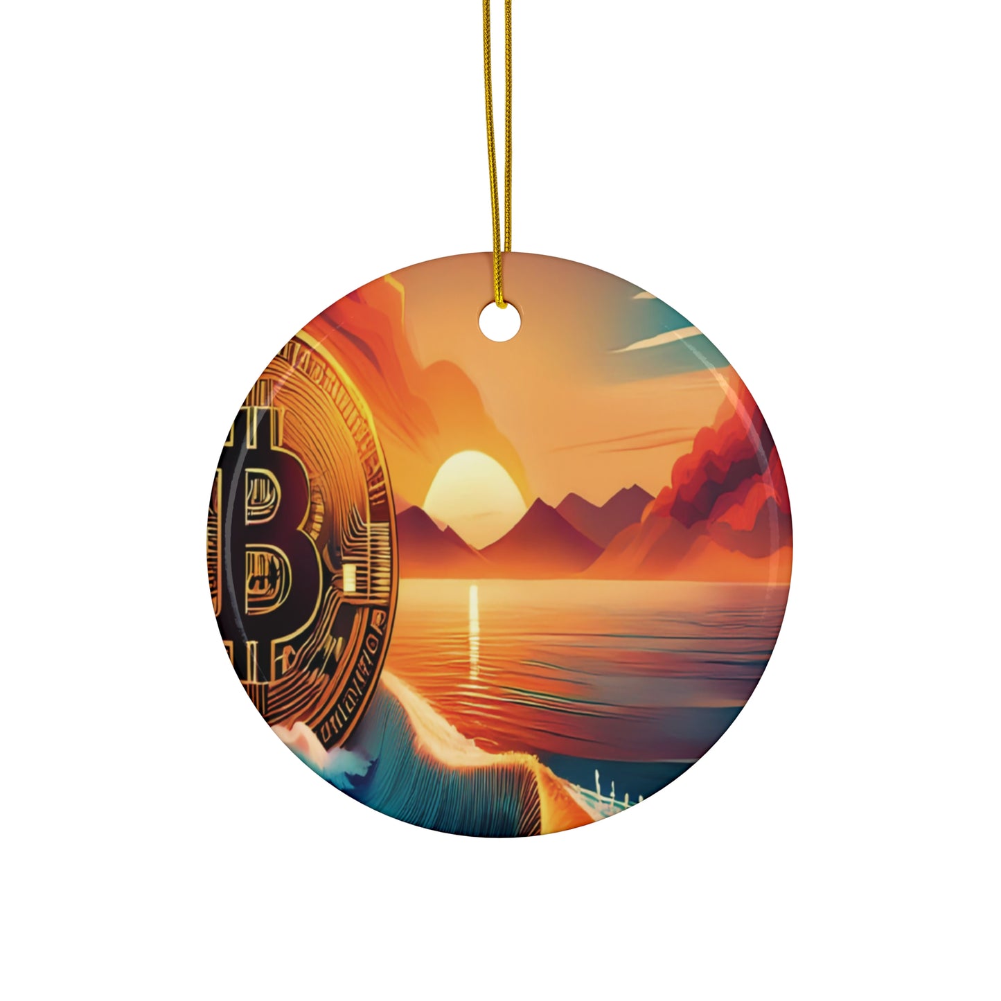 Ride the Wave with Bitcoin Ceramic Ornament, 4 Shapes