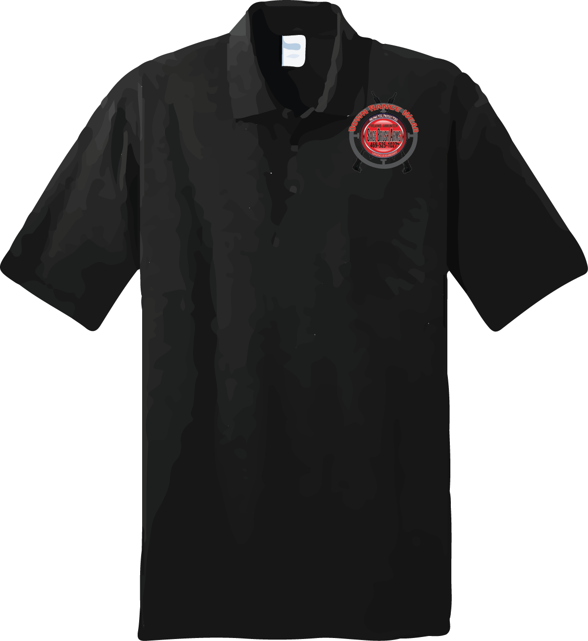 Sage Brush Arms DownRange Wear Polo Shirt Logo on Left Chest - Miniaday Designs, LLC.