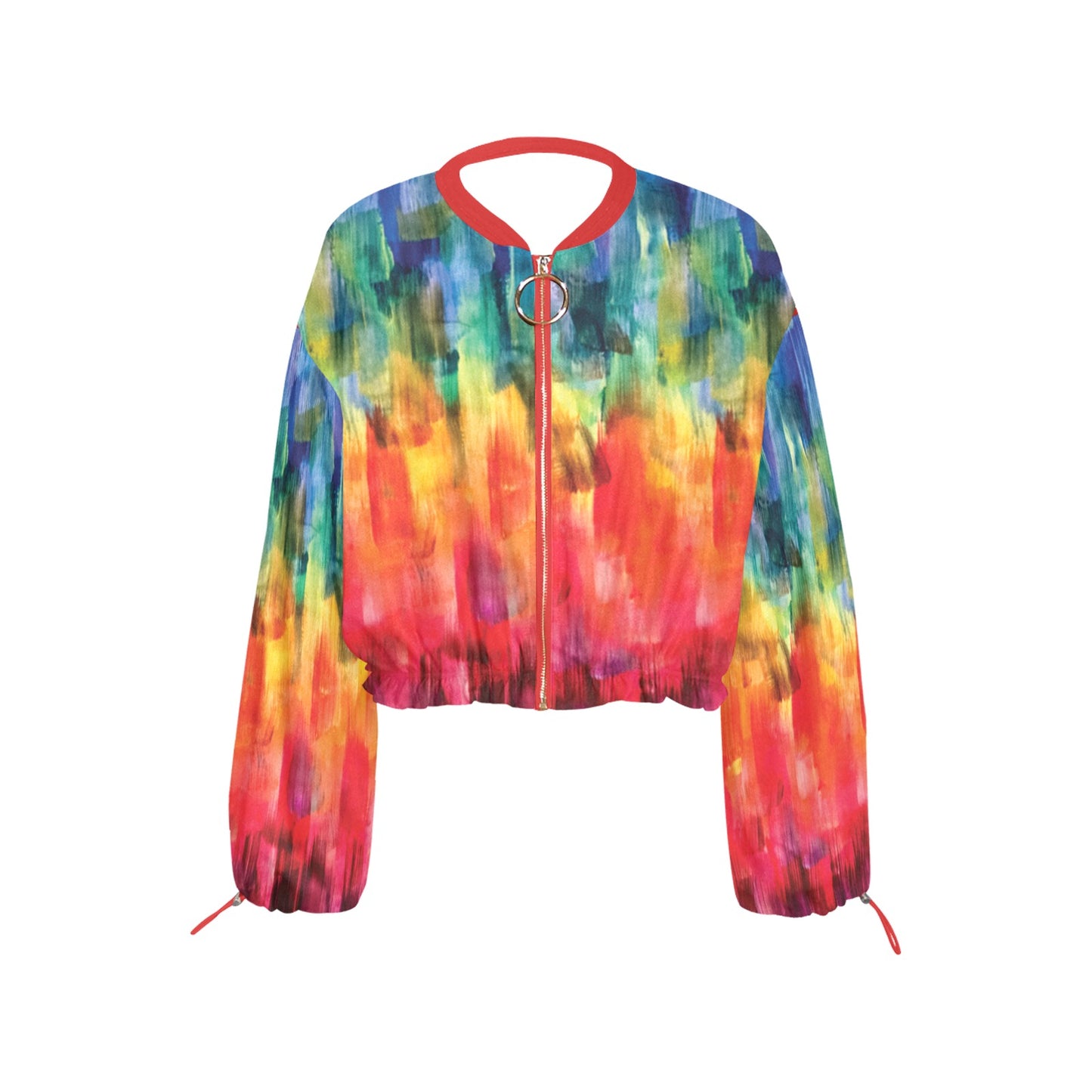 Sara's Rainbow Cropped Chiffon Jacket Cropped Chiffon Jacket for Women (Model H30)