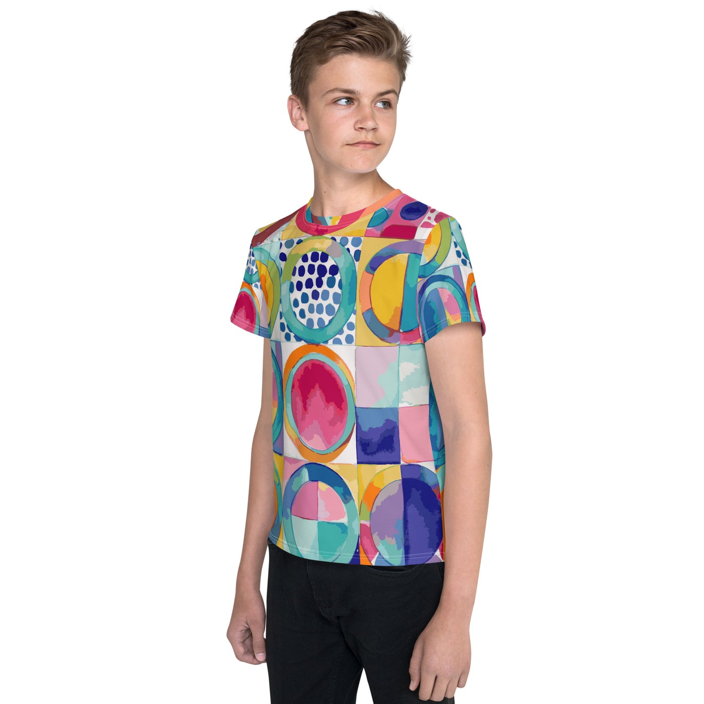 Vibrant Circle Mosaic Collection Youth crew neck t-shirt - Miniaday Designs, LLC.