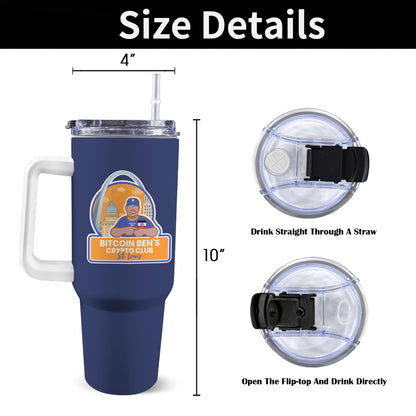 Bitcoin Ben St Louis Club 40 oz Blue Tumbler with White Handle