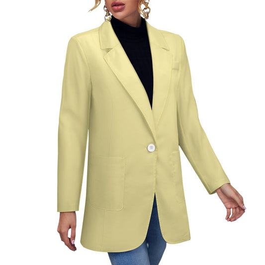 Miniaday Designs Solid Blazer Yellow