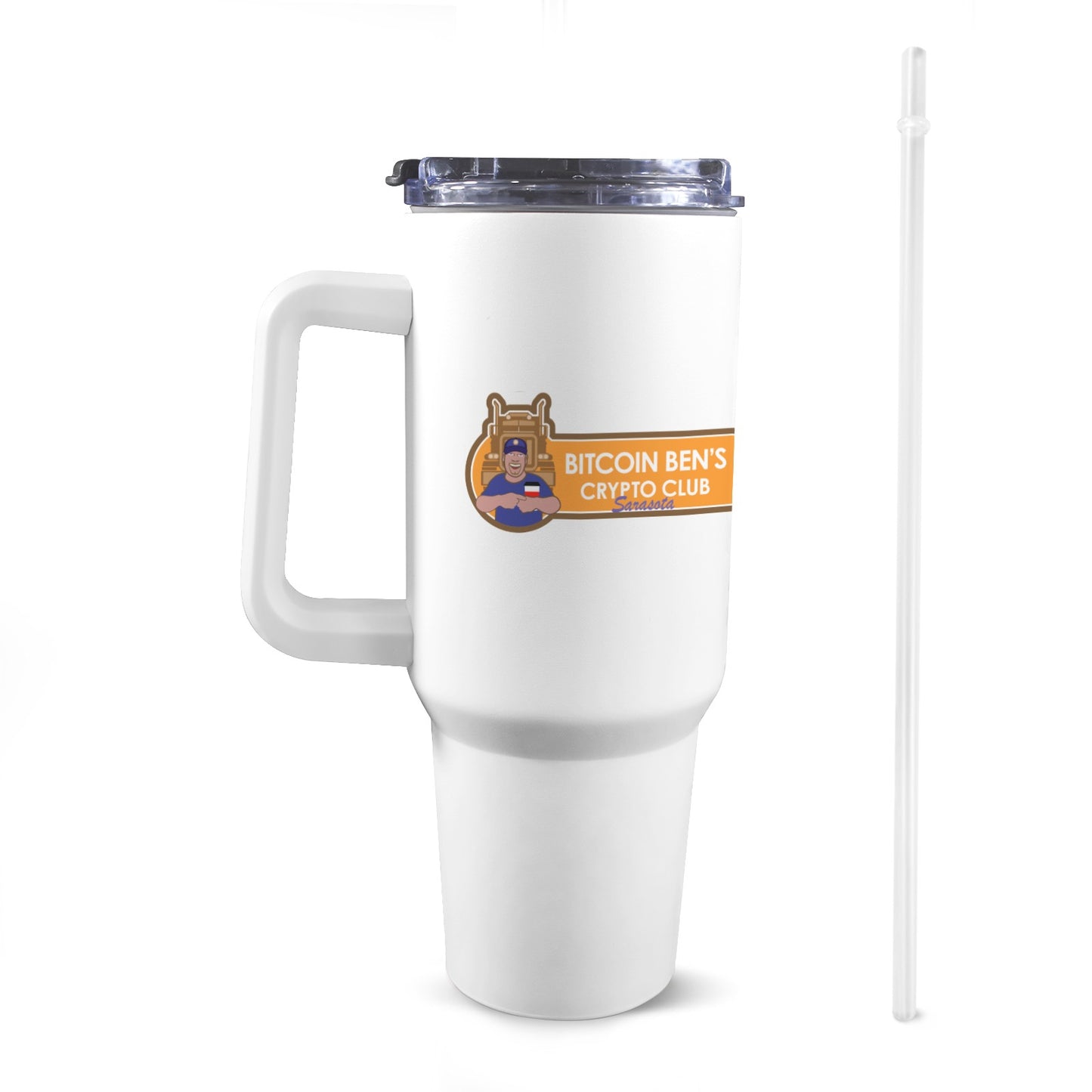 Bitcoin Ben Crypto Club Sarasota 40 Oz Tumbler with Handle