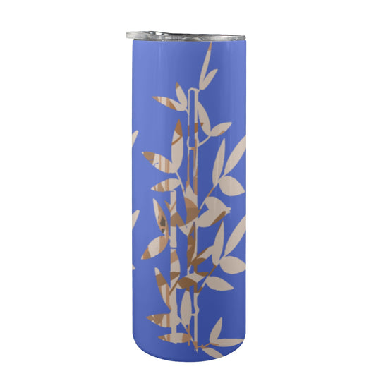 Miniaday Designs Bamboo  Blue 20oz Tall Skinny Tumbler with Lid and Straw