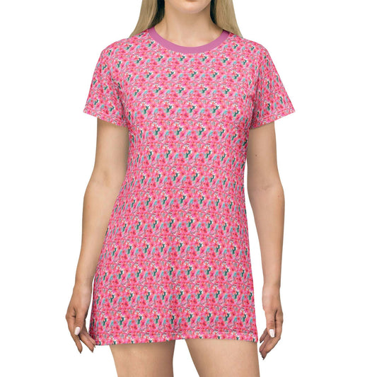 Hibiscus Whimsy Collection by Miniaday Designs, LLC. T-Shirt Dress Women's Clothing (XS-2XL) - Miniaday Designs, LLC.