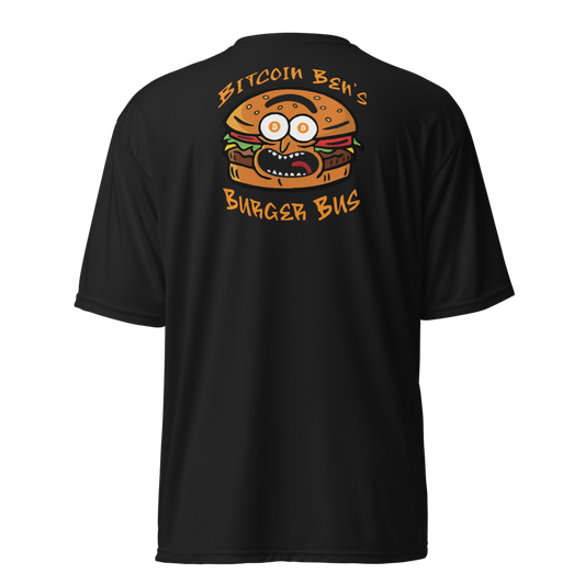 Miniaday Designs Bitcoin Ben Crypto Club Burger Bus LOGO Unisex Performance Crew Neck T-Shirt