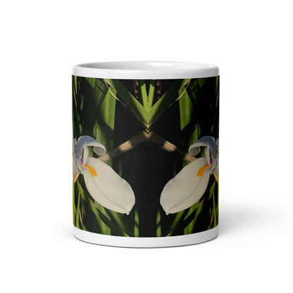 Iris in Bloom White Mug Signed FREE SHIPPING for BULK ORDERS