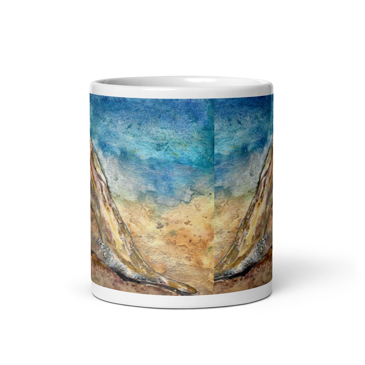 Painted Conch Shell White Mug Signed FREE SHIPPING for BULK ORDERS