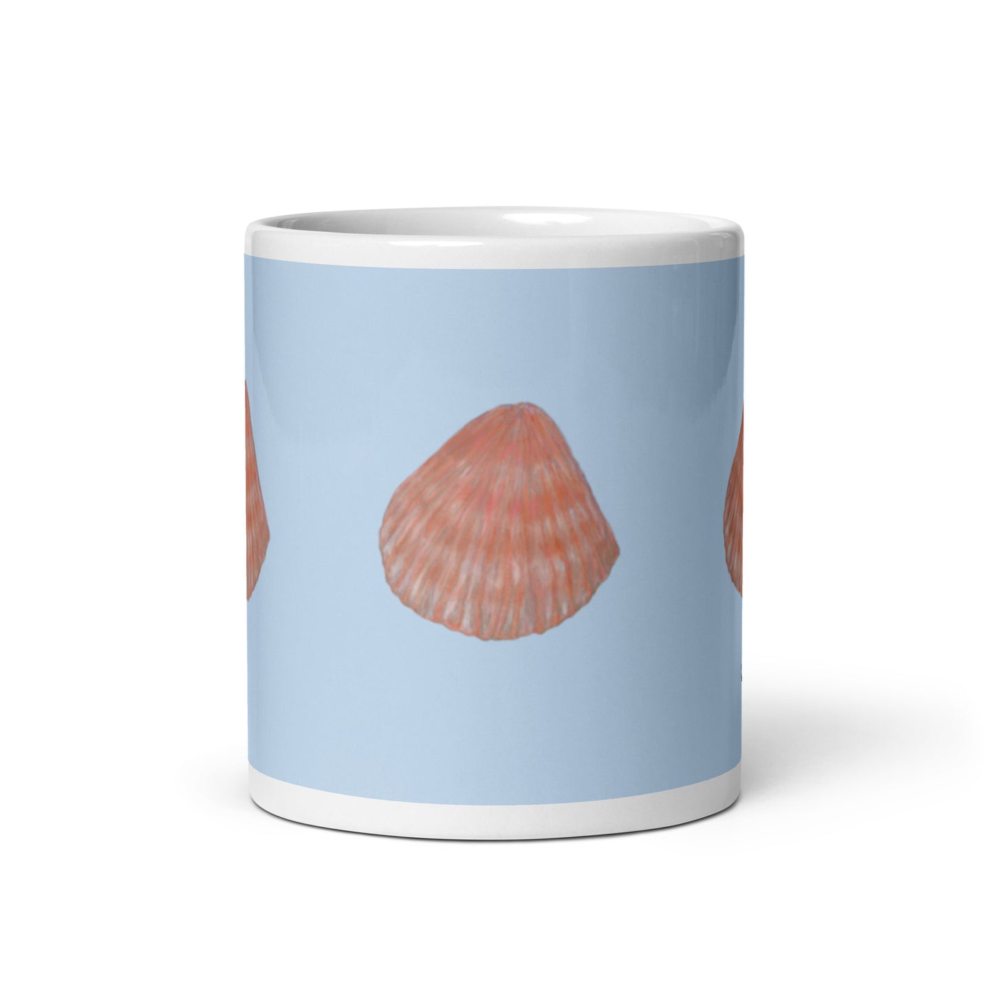 Painted Sea Shells White Mug Signed FREE SHIPPING for BULK ORDERS