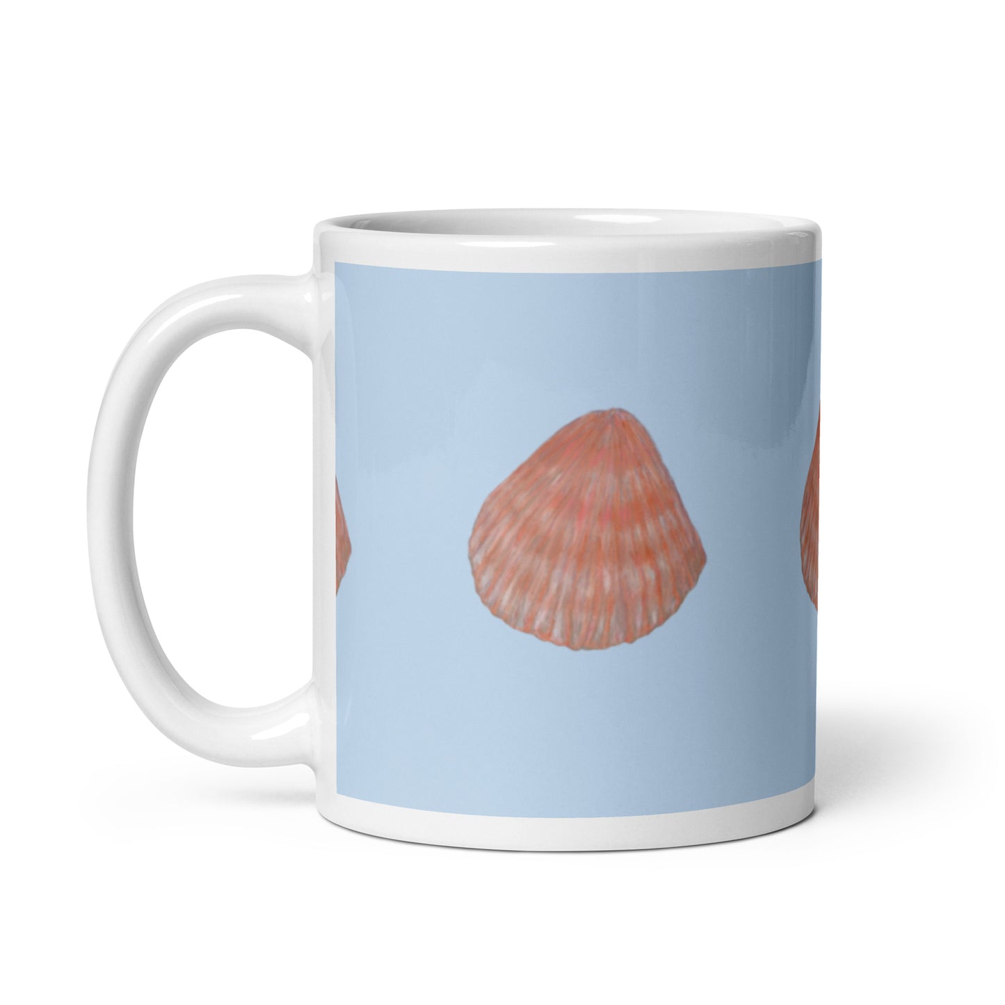 Painted Sea Shells White Mug Signed FREE SHIPPING for BULK ORDERS