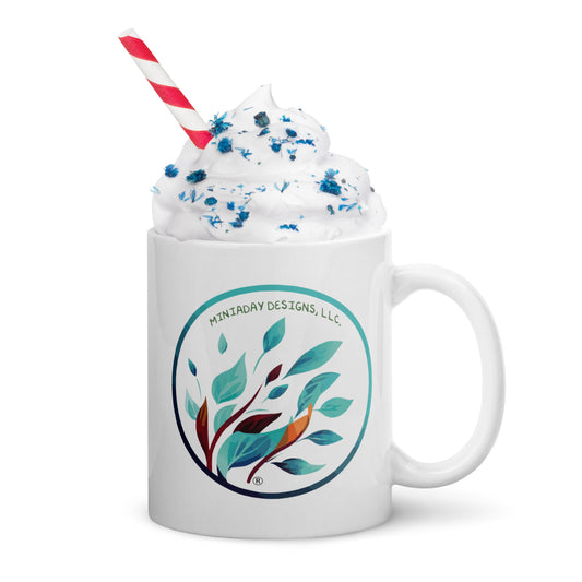 Miniaday Designs Logo White glossy mug