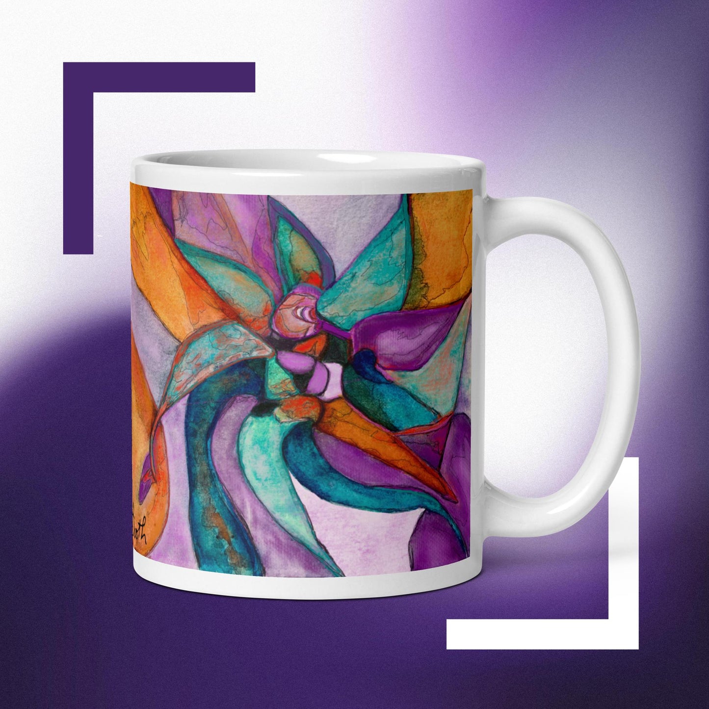 Spiral Flower White Glossy Mug. FREE SHIPPING Available on Bulk Order - Miniaday Designs, LLC.