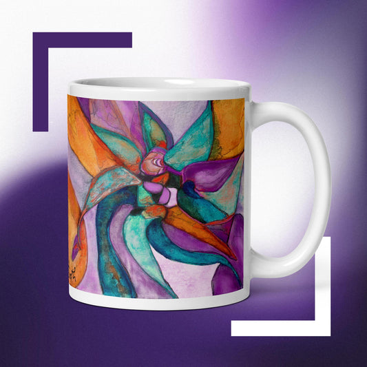 Spiral Flower White Glossy Mug. FREE SHIPPING Available on Bulk Order