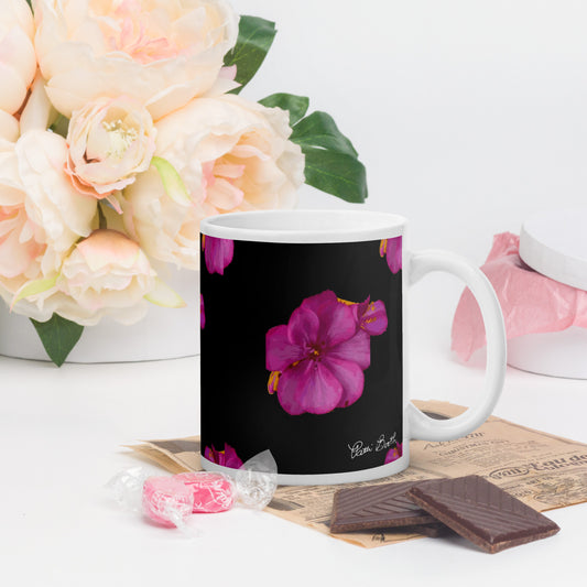 Pansy on Black White Mug FREE SHIPPING for BULK ORDERS