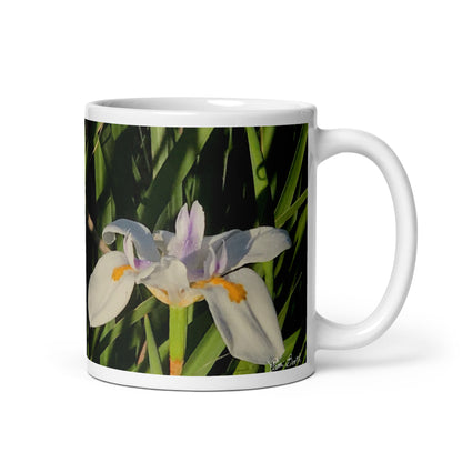 Iris in Bloom White Mug Signed FREE SHIPPING for BULK ORDERS