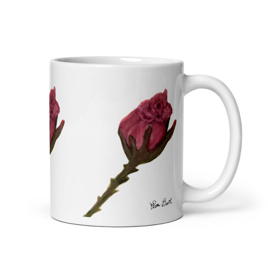 Single Rose White Mug Signed FREE SHIPPING for BULK ORDERS