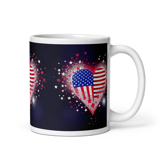 Heart Flag USA White Mug FREE SHIPPING for BULK ORDERS