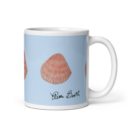 Painted Sea Shells White Mug Signed FREE SHIPPING for BULK ORDERS