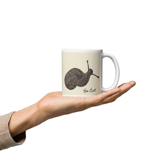 Watercolor Snail White Mug Signed FREE SHIPPING for BULK ORDERS