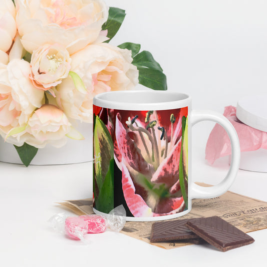 Brilliant Lily White Glossy Mug FREE SHIPPING FOR BULK ORDERS AVAILABLE.