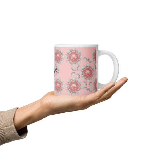 Pink Lotus Blossom White Glossy Mug FREE SHIPPING is Available for Bulk Orders