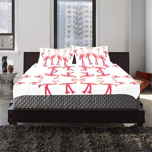 Miniaday Designs Fuschia Feathers Flamingo 3 x 3-Piece Bedding Set