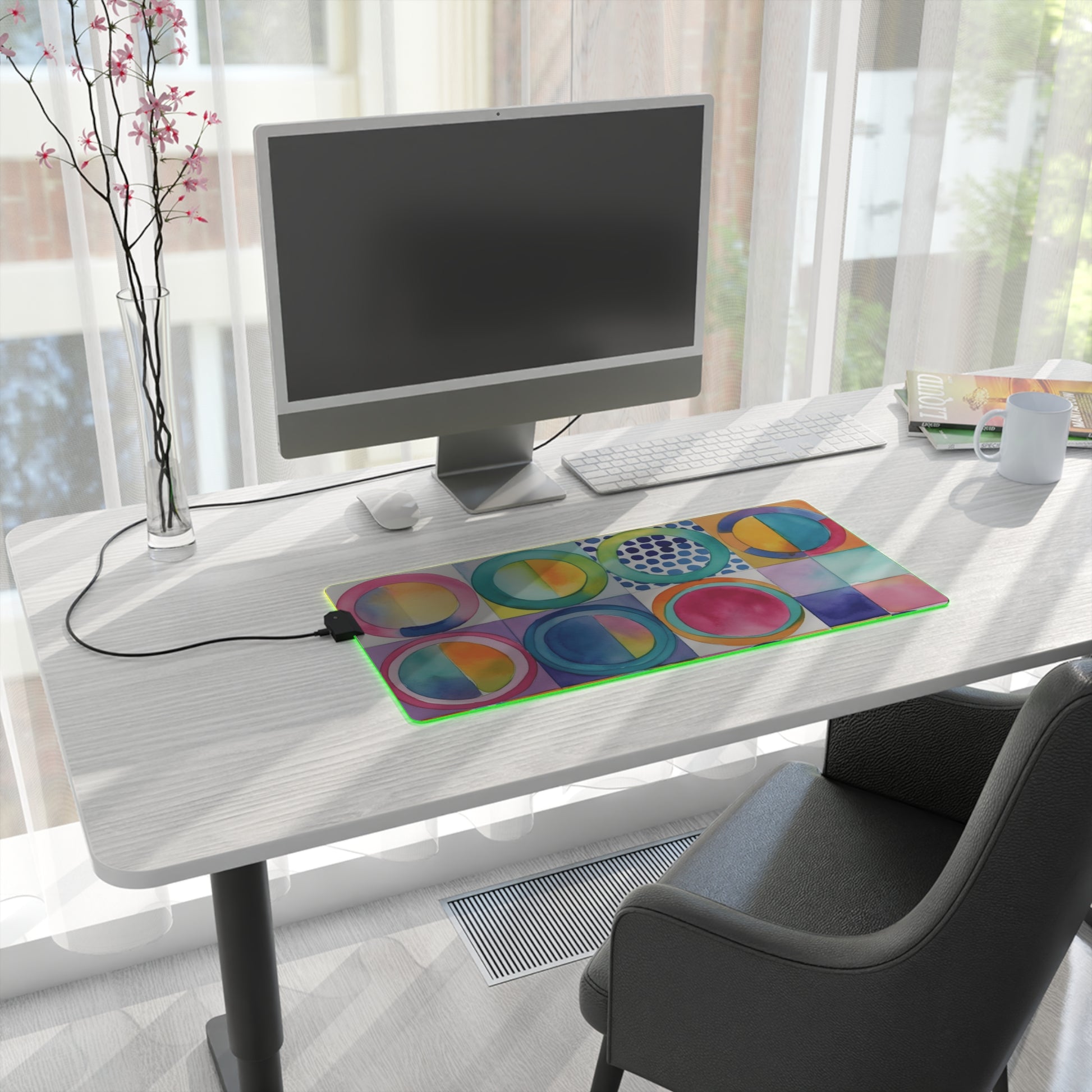 Vibrant Circle Mosaic Collection by Miniaday Designs, LLC. Circles LED Gaming Mouse Pad - Miniaday Designs, LLC.