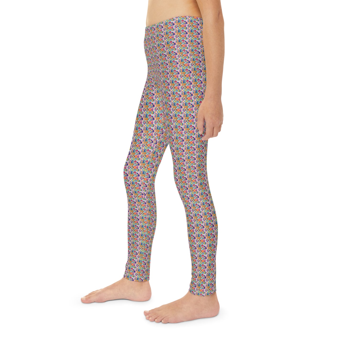 Vibrant Circle Mosaic Collection by Miniaday Designs, LLC. (18 Months to 12 Year Old Sizes) Youth Full-Length Leggings - Miniaday Designs, LLC.