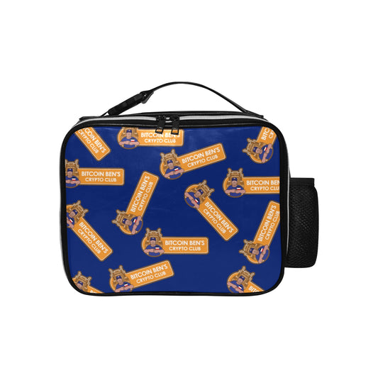 Miniaday Designs Bitcoin Ben Crypto Logo Azul Multi PU Bolsa de almuerzo de cuero