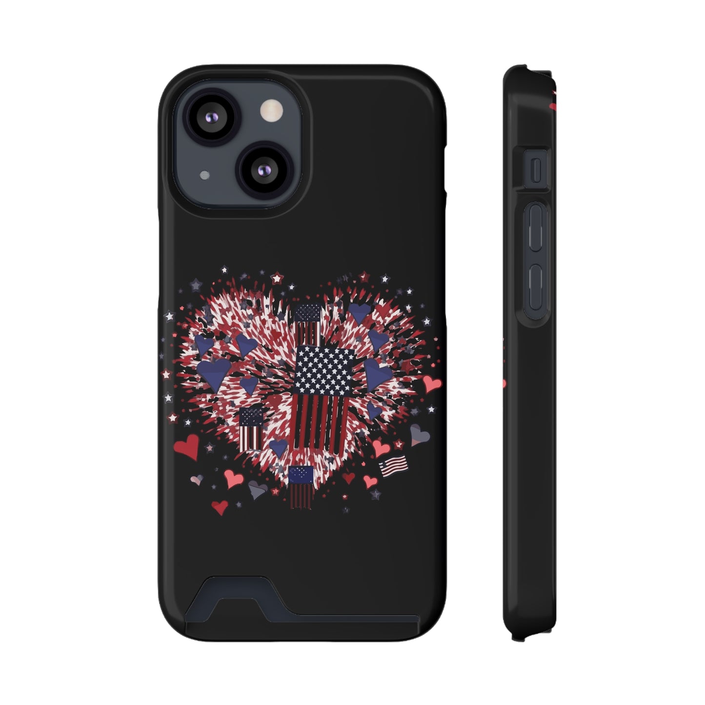 Patriotic Hearts of Valor Collection by Miniaday Designs, LLC.  Phone Case With Card Holder