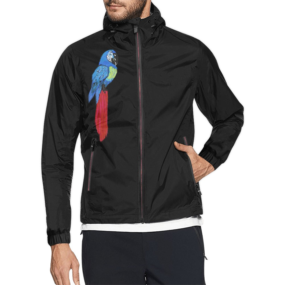 Miniaday Designs Blue Parrot Unisex Hoodie Windbreaker Blue Unisex Windbreaker - Miniaday Designs, LLC.