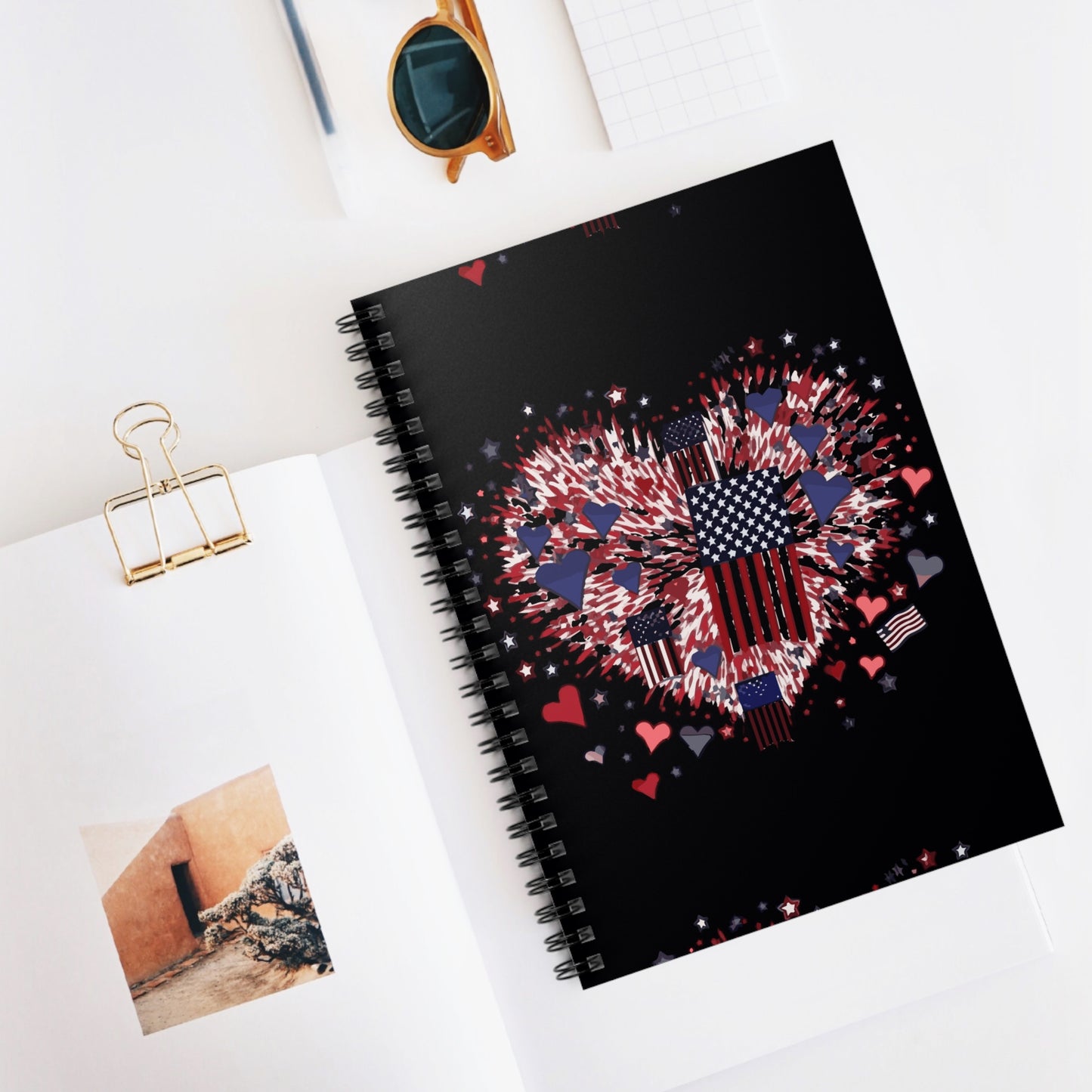 Patriotic Hearts of Valor Collection by Miniaday Designs, LLC. Spiral Notebook - Ruled Line - Miniaday Designs, LLC.