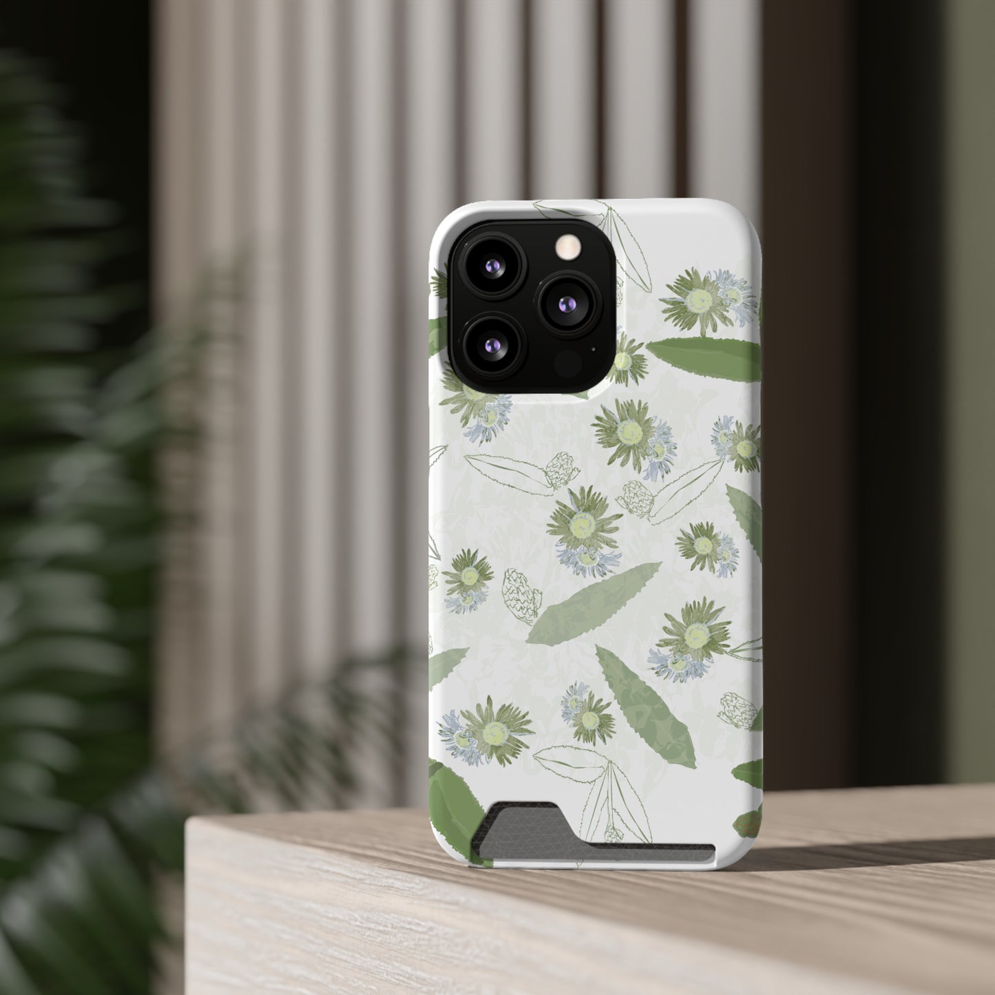 Serene Botanical Harmony Collection by Miniaday Designs, LLC. Phone Case With Card Holder - Miniaday Designs, LLC.