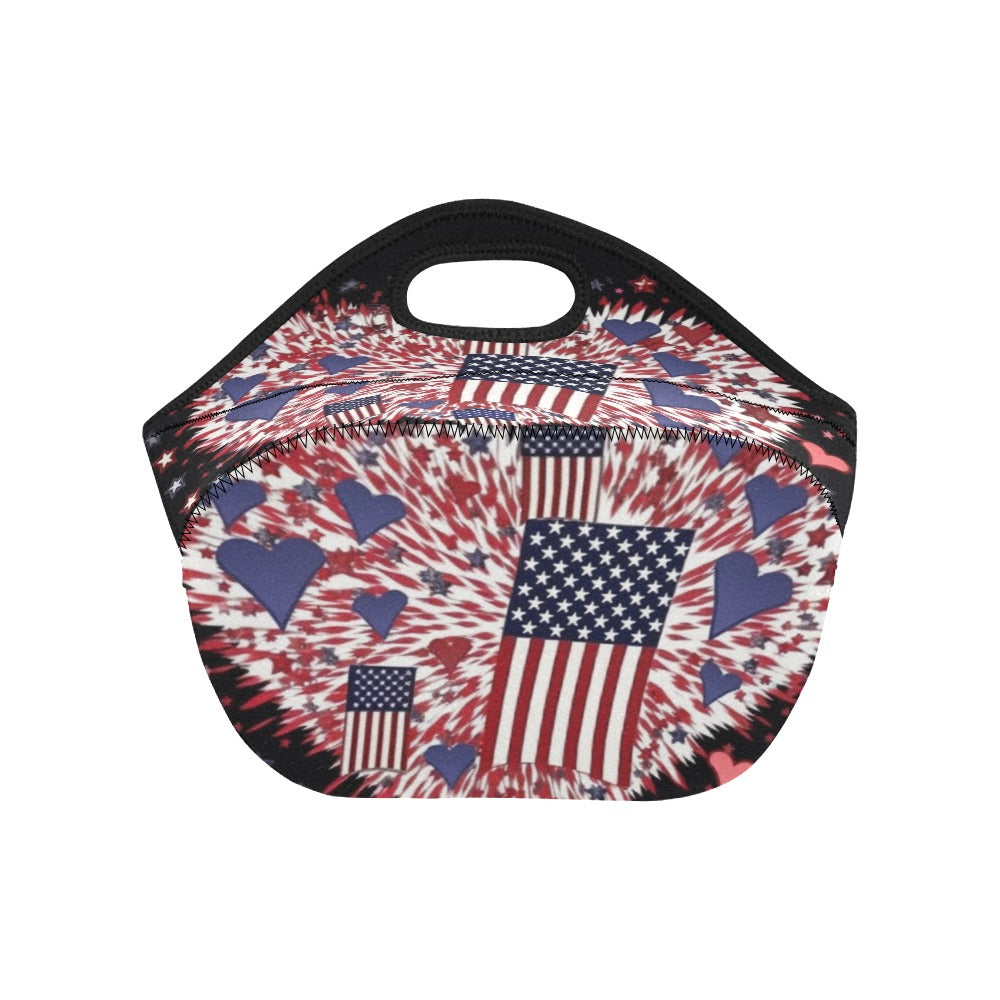 Patriotic Hearts of Valor Collection Neoprene Lunch Bag (Model 1669) (Small) - Miniaday Designs, LLC.