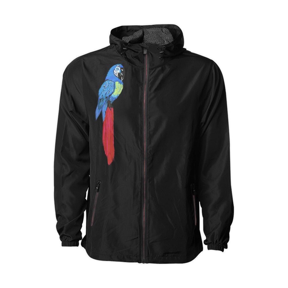 Miniaday Designs Blue Parrot Unisex Hoodie Windbreaker Blue Unisex Windbreaker - Miniaday Designs, LLC.