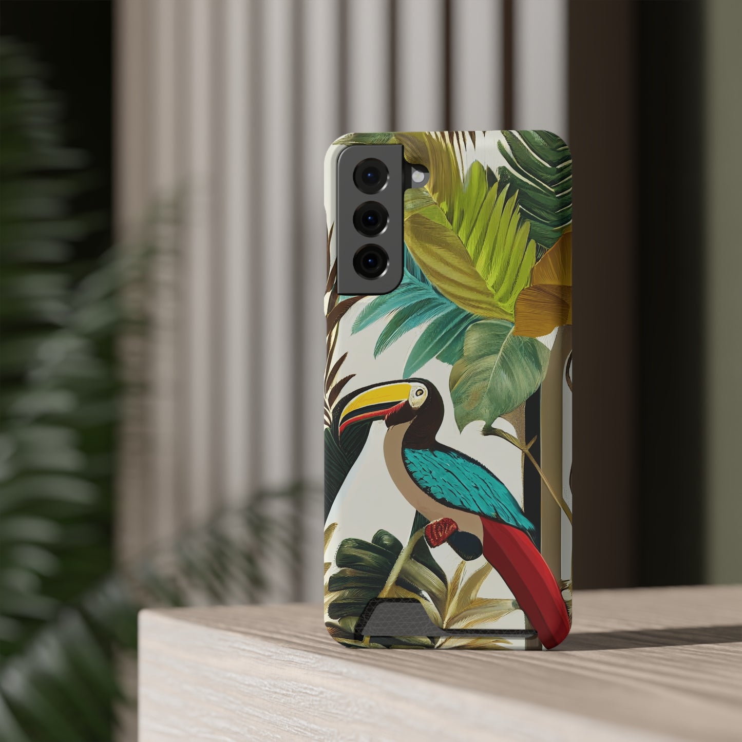 Miniaday Designs Phone Case With Card Holder Tropical Toucan Multicolor