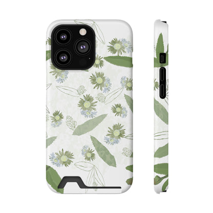 Serene Botanical Harmony Collection by Miniaday Designs, LLC. Phone Case With Card Holder - Miniaday Designs, LLC.