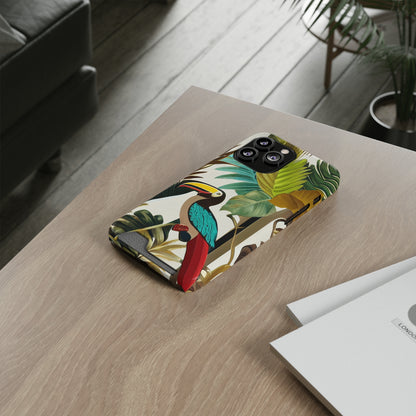 Miniaday Designs Phone Case With Card Holder Tropical Toucan Multicolor - Miniaday Designs, LLC.