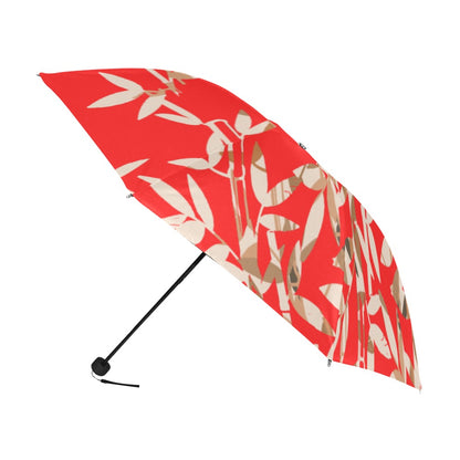 Miniaday Designs Reflective Bamboo on Red Anti-UV Foldable Umbrella - Miniaday Designs, LLC.