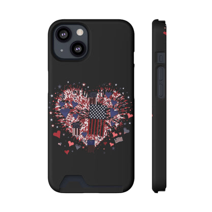 Patriotic Hearts of Valor Collection by Miniaday Designs, LLC.  Phone Case With Card Holder