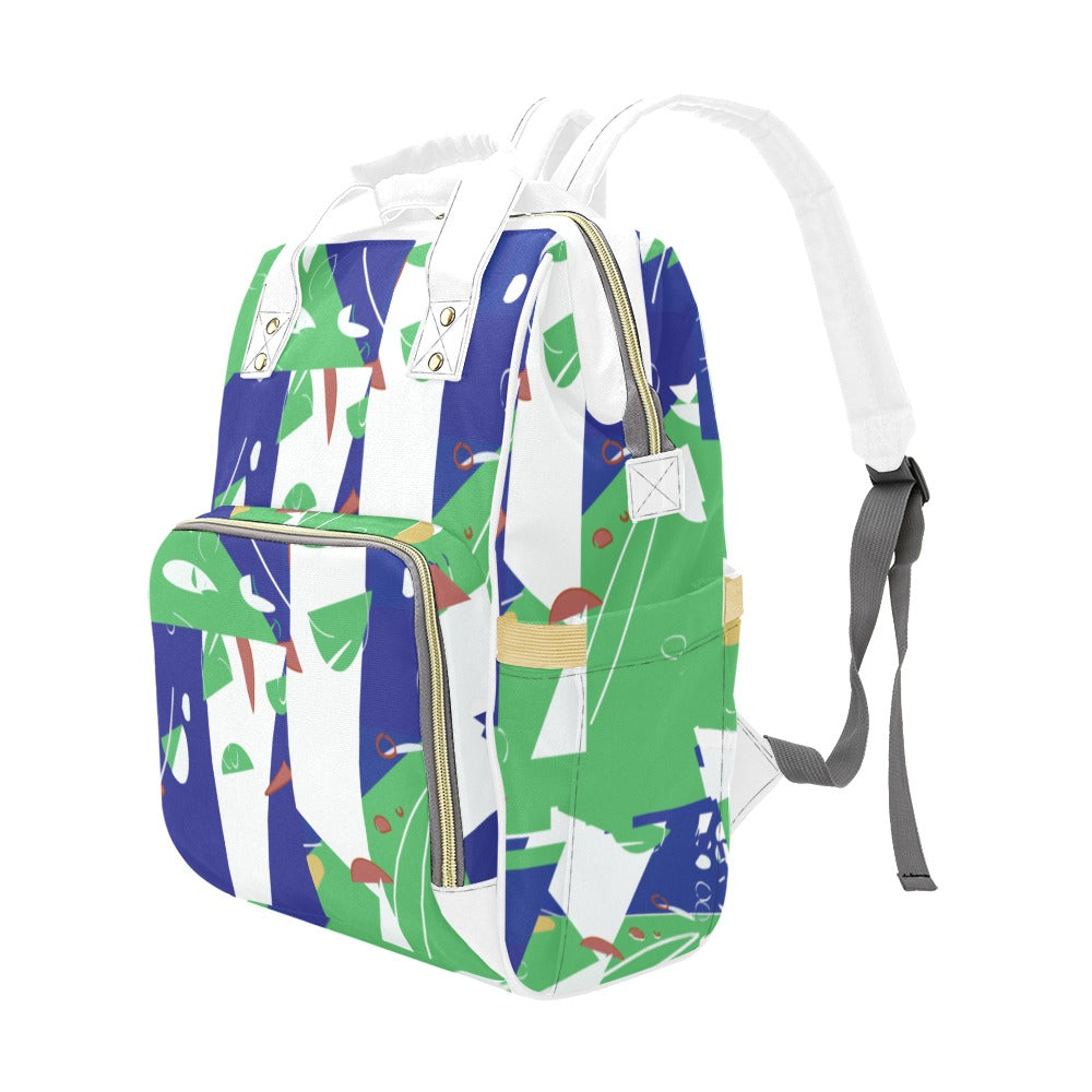 Miniaday Designs Multi-Function Backpack(Model1688) Blue and Green Abstract - Miniaday Designs, LLC.