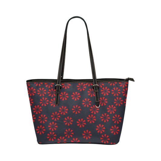 Miniaday Designs Red Bursts of Hearts on Navy Handbag  PU Leather Handbag