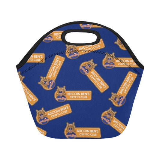 Miniaday Designs Bitcoin Ben Crypto Logo Multi Blue Bolsa de almuerzo de neopreno/pequeña