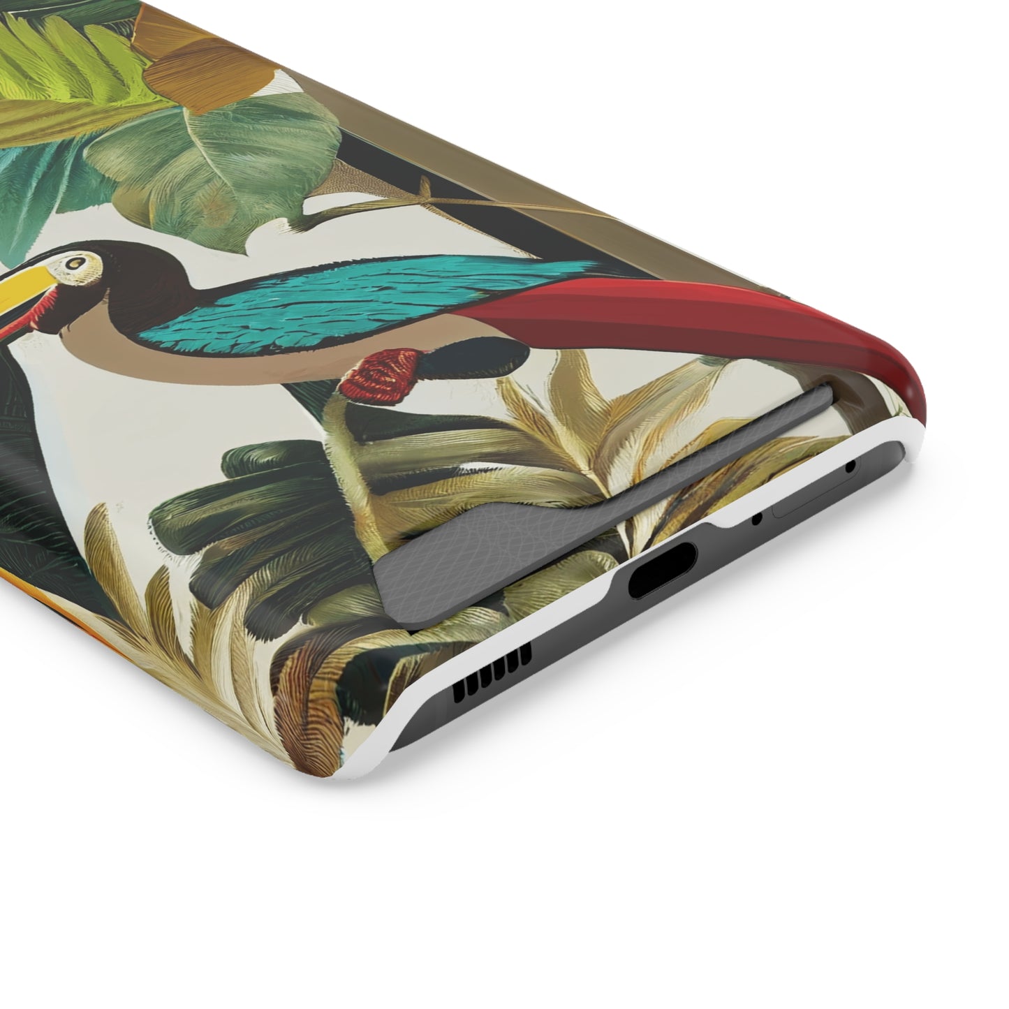 Miniaday Designs Phone Case With Card Holder Tropical Toucan Multicolor