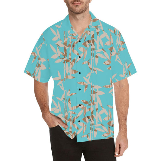 Miniaday Designs Camisa hawaiana con reflejo de bambú, color verde azulado, sin bolsillo