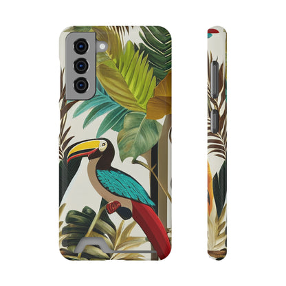 Miniaday Designs Phone Case With Card Holder Tropical Toucan Multicolor